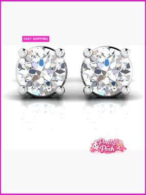 14k White Gold Lab Grown Diamond Solitaire Stud Earrings